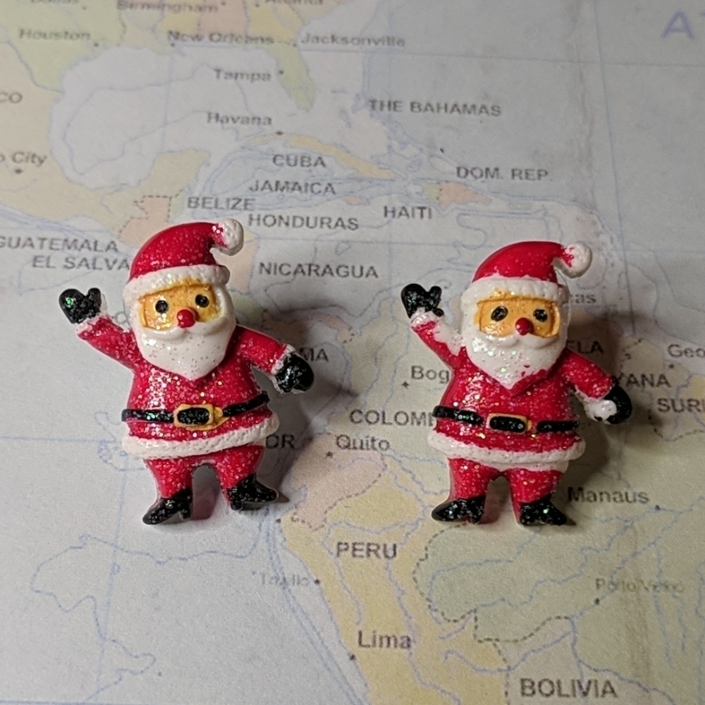 Santa Clause red and white stud earrings